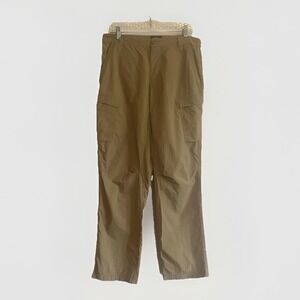 REI Co-op Pants Mens 34 Green Nylon Hiking Cargo Relaxed Fit Elastic Waist